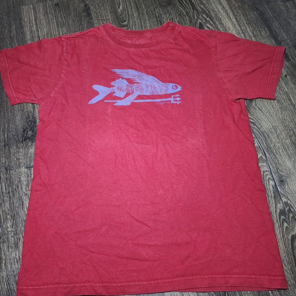 Patagonia Red Tee with Blue Fish Graphic